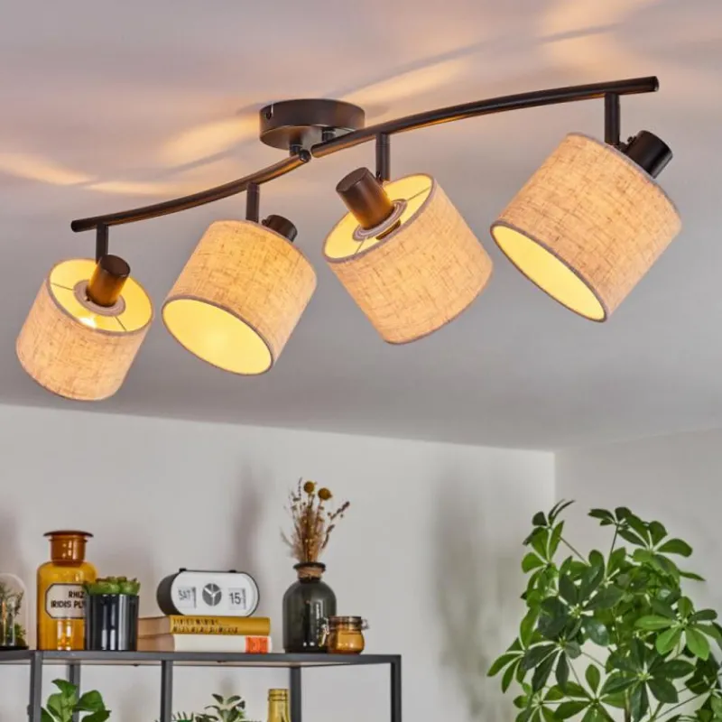 Lampes En Tissu-hofstein Granja Plafonnier Noir, 4 lumières