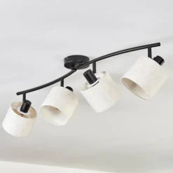 Lampes En Tissu-hofstein Granja Plafonnier Noir, 4 lumières