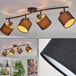 Lampes En Tissu-hofstein Granja Plafonnier Noir, 4 lumières