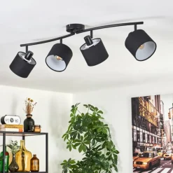 Lampes En Tissu-hofstein Granja Plafonnier Noir, 4 lumières