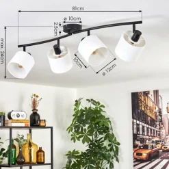 Lampes En Tissu-hofstein Granja Plafonnier Noir, 4 lumières