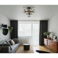 Suspension Verre Fumé-Luminaires Globo Lighting Grappy Plafonnier Noir, 13 lumières