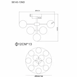 Luminaires Globo Lighting Grappy Plafonnier Nickel mat, 13 lumières