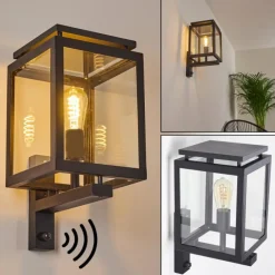 hofstein Greensboro Applique murale d'extérieur Noir, 1 lumière, Détecteur de mouvement