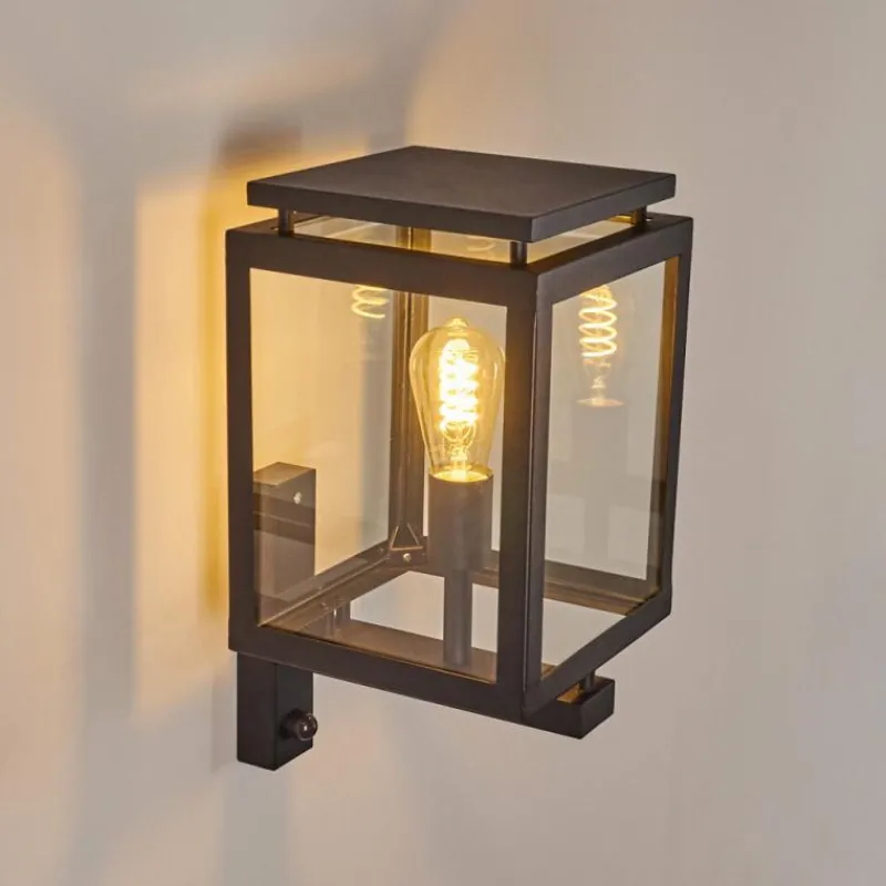 hofstein Greensboro Applique murale d'extérieur Noir, 1 lumière, Détecteur de mouvement