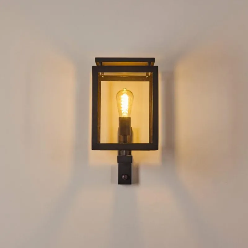 hofstein Greensboro Applique murale d'extérieur Noir, 1 lumière, Détecteur de mouvement