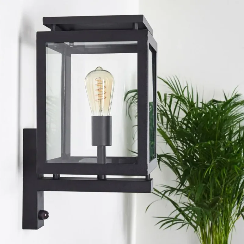 hofstein Greensboro Applique murale d'extérieur Noir, 1 lumière, Détecteur de mouvement