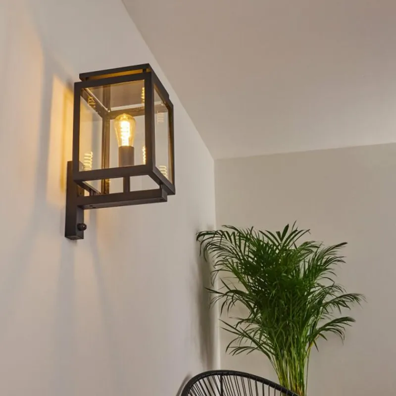 hofstein Greensboro Applique murale d'extérieur Noir, 1 lumière, Détecteur de mouvement