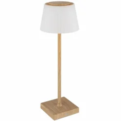 Lampes En Bois-Luminaires Globo Lighting Gregoir Lampe à poser LED Bois foncé, Écru, 1 lumière