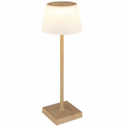 Lampes En Bois-Luminaires Globo Lighting Gregoir Lampe à poser LED Bois foncé, Écru, 1 lumière
