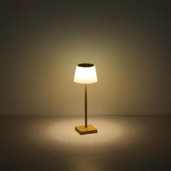 Lampes En Bois-Luminaires Globo Lighting Gregoir Lampe à poser LED Bois foncé, Écru, 1 lumière