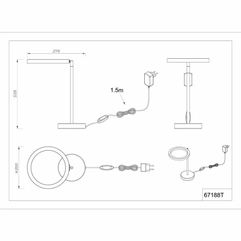 Luminaires Globo Lighting Grenvix Lampe à poser LED Noir, 1 lumière* Éclairage Led