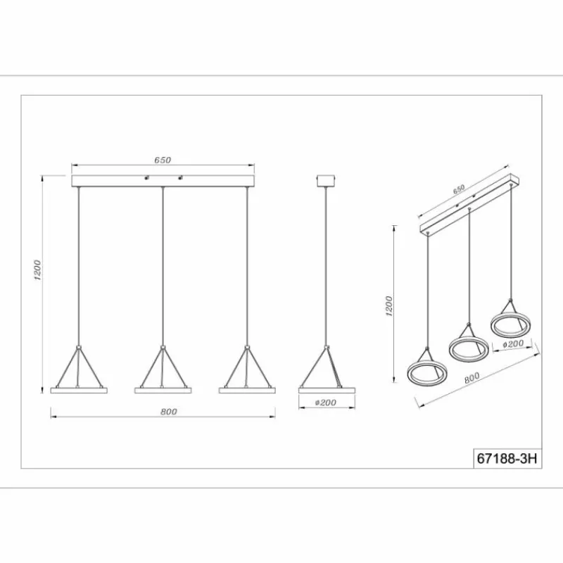 Luminaires Globo Lighting Grenvix Suspension LED Noir, 1 lumière* Suspensions