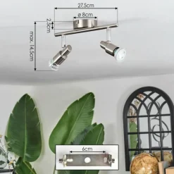 hofstein Gropptorp Plafonnier, Spot de plafond Nickel mat, 2 lumières