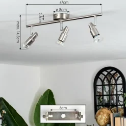 hofstein Gropptorp Plafonnier, Spot de plafond Nickel mat, 3 lumières