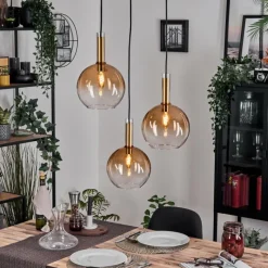 hofstein Grovsta Suspension, Boule lumineuse, Suspension Or, Noir, 3 lumières