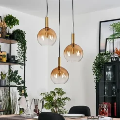 hofstein Grovsta Suspension, Boule lumineuse, Suspension Or, Noir, 3 lumières