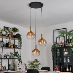 hofstein Grovsta Suspension, Boule lumineuse, Suspension Or, Noir, 3 lumières