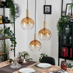 hofstein Grovsta Suspension, Boule lumineuse, Suspension Or, Noir, 3 lumières