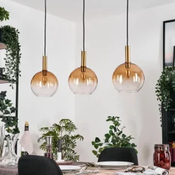 hofstein Grovsta Suspension, Boule lumineuse, Suspension Or, Noir, 3 lumières