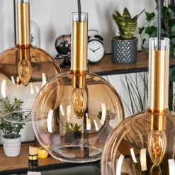 hofstein Grovsta Suspension, Boule lumineuse, Suspension Or, Noir, 3 lumières