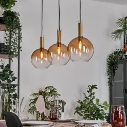 hofstein Grovsta Suspension, Boule lumineuse, Suspension Or, Noir, 3 lumières