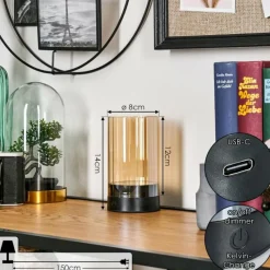 hofstein Grubbe Lampe de table d'extérieur, Lampe à poser LED Noir, 1 lumière