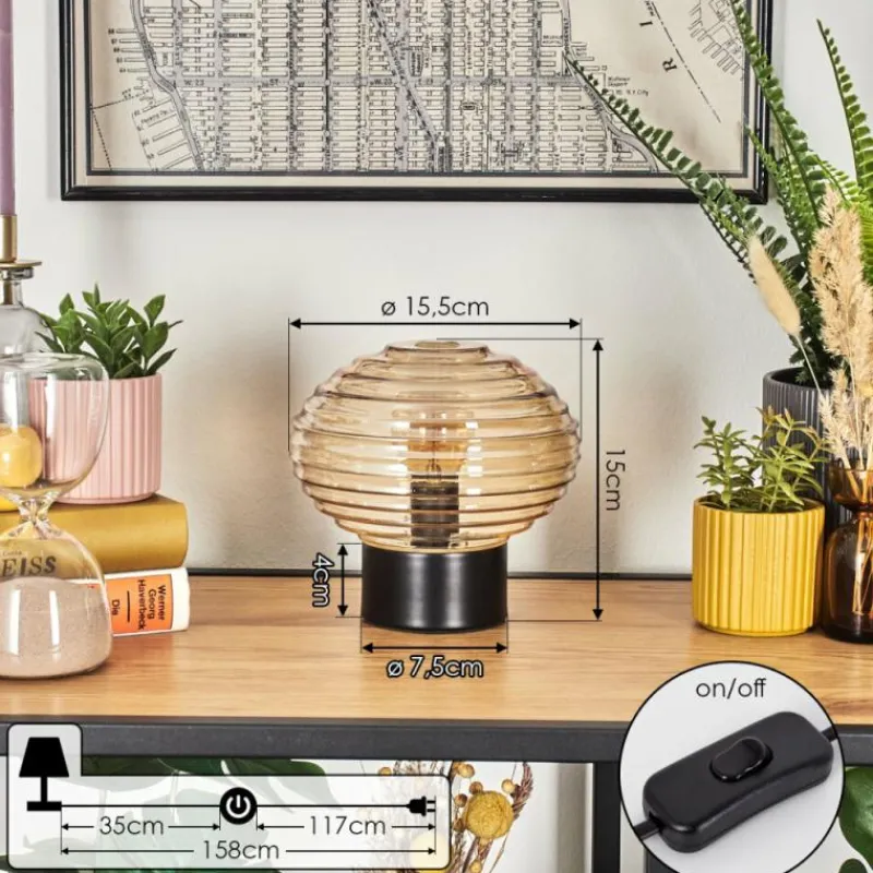 hofstein Gualtar Lampe à poser Noir, 1 lumière