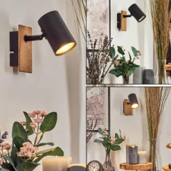 hofstein Guardais Applique murale, Spot mural Brun, Couleur bois, Noir, 1 lumière