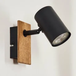 hofstein Guardais Applique murale, Spot mural Brun, Couleur bois, Noir, 1 lumière