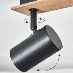 hofstein Guardais Plafonnier Brun, Couleur bois, Noir, 2 lumières