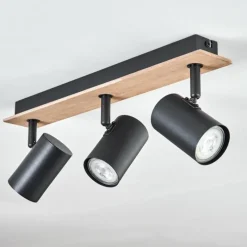 hofstein Guardais Plafonnier Brun, Couleur bois, Noir, 3 lumières