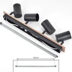 hofstein Guardais Plafonnier Brun, Couleur bois, Noir, 4 lumières