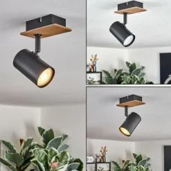 hofstein Guardais Plafonnier, Spot de plafond Brun, Couleur bois, Noir, 1 lumière
