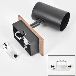 hofstein Guardais Plafonnier, Spot de plafond Brun, Couleur bois, Noir, 1 lumière