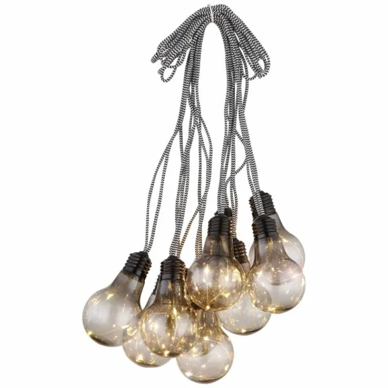 Suspension Verre Fumé-Luminaires Globo Lighting Guirlande Globo LED Noir, 10 lumières
