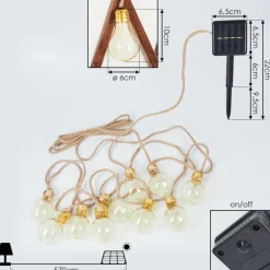 Lampes Dorées-hofstein guirlande lumineuse solaire Trygsland LED Brun, 10 lumières