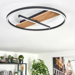 Luminaires Scandinaves-hofstein Hadel Plafonnier LED Couleur bois, Noir, 1 lumière