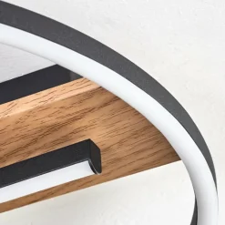 Luminaires Scandinaves-hofstein Hadel Plafonnier LED Couleur bois, Noir, 1 lumière