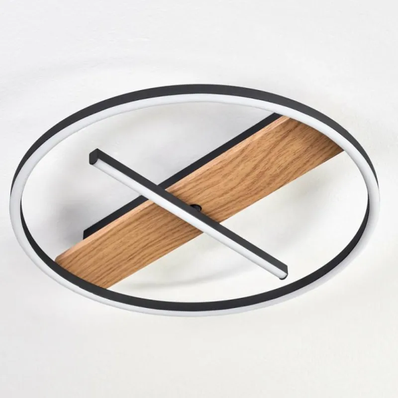 Luminaires Scandinaves-hofstein Hadel Plafonnier LED Couleur bois, Noir, 1 lumière