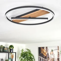 Luminaires Scandinaves-hofstein Hadel Plafonnier LED Couleur bois, Noir, 1 lumière