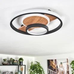 Luminaires Scandinaves-hofstein Hadel Plafonnier LED Couleur bois, Noir, 1 lumière