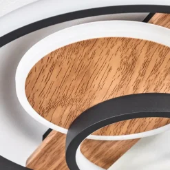 Luminaires Scandinaves-hofstein Hadel Plafonnier LED Couleur bois, Noir, 1 lumière