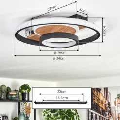 Luminaires Scandinaves-hofstein Hadel Plafonnier LED Couleur bois, Noir, 1 lumière