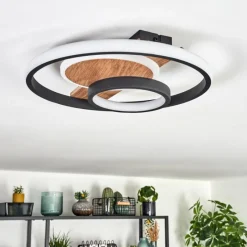 Luminaires Scandinaves-hofstein Hadel Plafonnier LED Couleur bois, Noir, 1 lumière