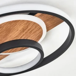 Luminaires Scandinaves-hofstein Hadel Plafonnier LED Couleur bois, Noir, 1 lumière