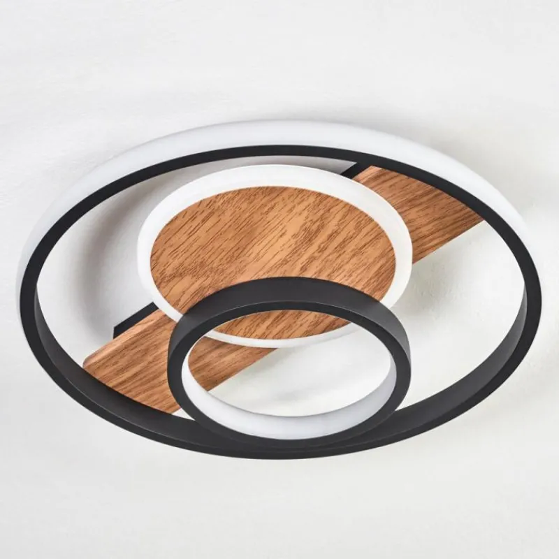 Luminaires Scandinaves-hofstein Hadel Plafonnier LED Couleur bois, Noir, 1 lumière