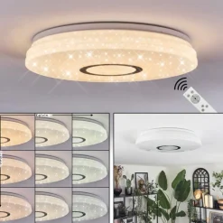 hofstein Hafdhem Plafonnier LED Argenté, 1 lumière, Télécommandes