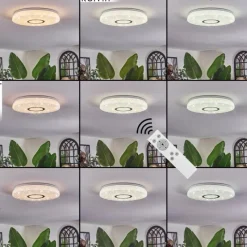 hofstein Hafdhem Plafonnier LED Argenté, 1 lumière, Télécommandes