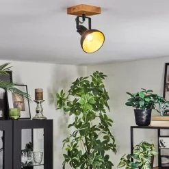 Lampes Dorées-hofstein Hagan Plafonnier, Spot de plafond Chrome, Écru, Noir, 1 lumière